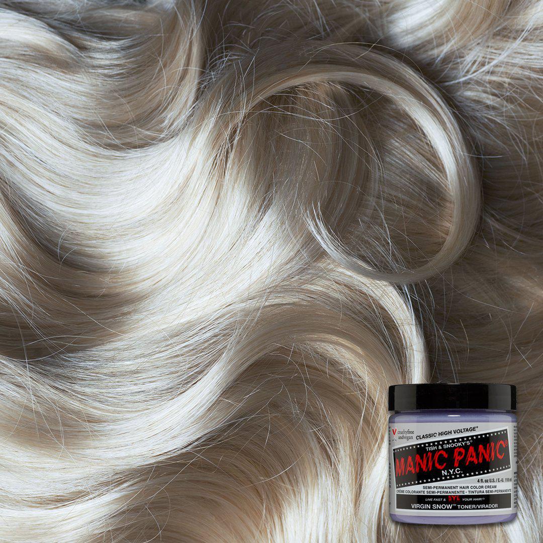 Virgin Snow™ (Toner) - Classic High Voltage® - Tish & Snooky's Manic Panic, white, platinum, icy, icey, blonde, platinum blonde, white blonde, cool blonde, cool white, semi permanent hair color, hair dye