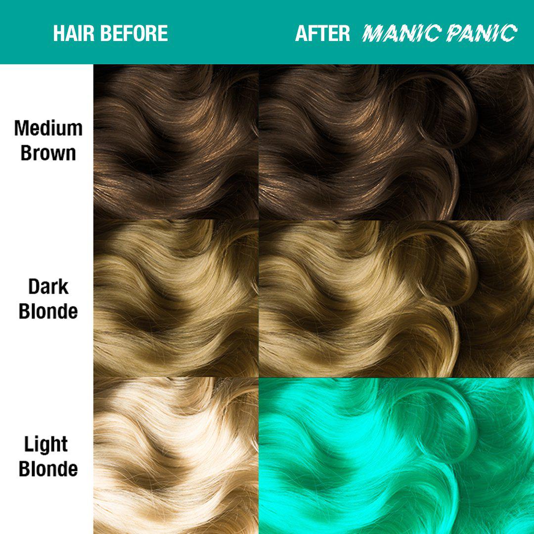 Siren's Song™ - Classic High Voltage® - Tish & Snooky's Manic Panic, neon blue green, mermaid blue, turquoise, blue green, sea green, ocean green, sea foam green, semi permanent hair color, hair dye, hair level chart, shade sheet