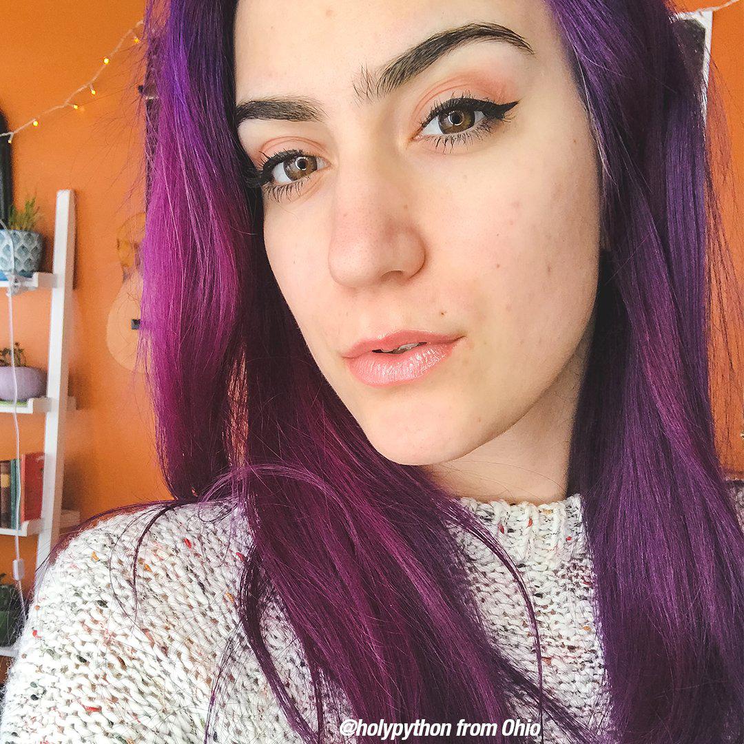 Purple Haze® - Classic High Voltage® - Tish & Snooky's Manic Panic, warm purple, warm violet, violet, warm toned violet, dark purple, deep purple, deep violet, pink violet, red violet, semi permanent hair color, hair dye, @holypython