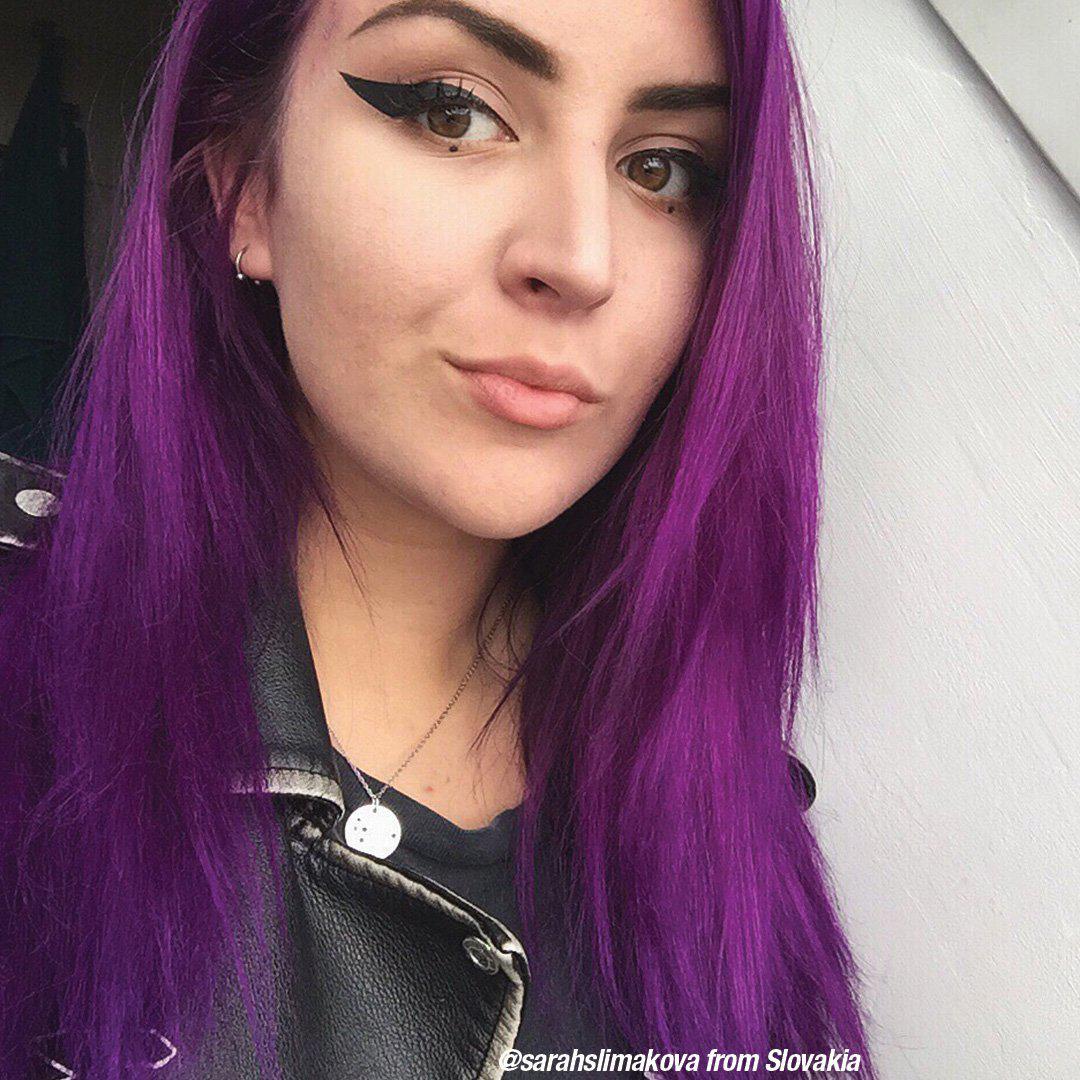 Purple Haze® - Classic High Voltage® - Tish & Snooky's Manic Panic, warm purple, warm violet, violet, warm toned violet, dark purple, deep purple, deep violet, pink violet, red violet, semi permanent hair color, hair dye, @sarahslimakova