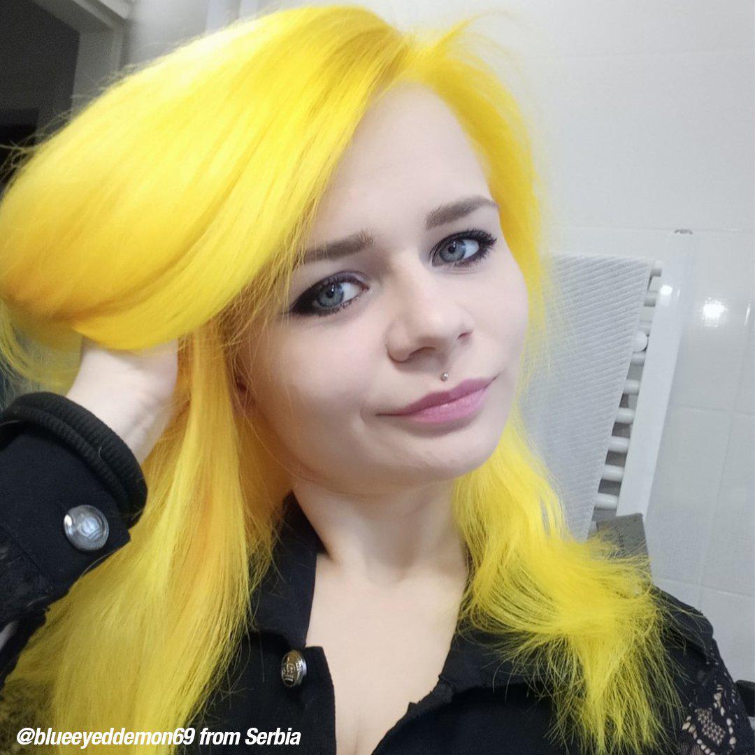 Sunshine™ - Classic High Voltage® - Tish & Snooky's Manic Panic, sunflower yellow, yellow, dandelion yellow, warm yellow, warm toned yellow, yellie, semi permanent hair color, hair dye, @blueeyeddemon69