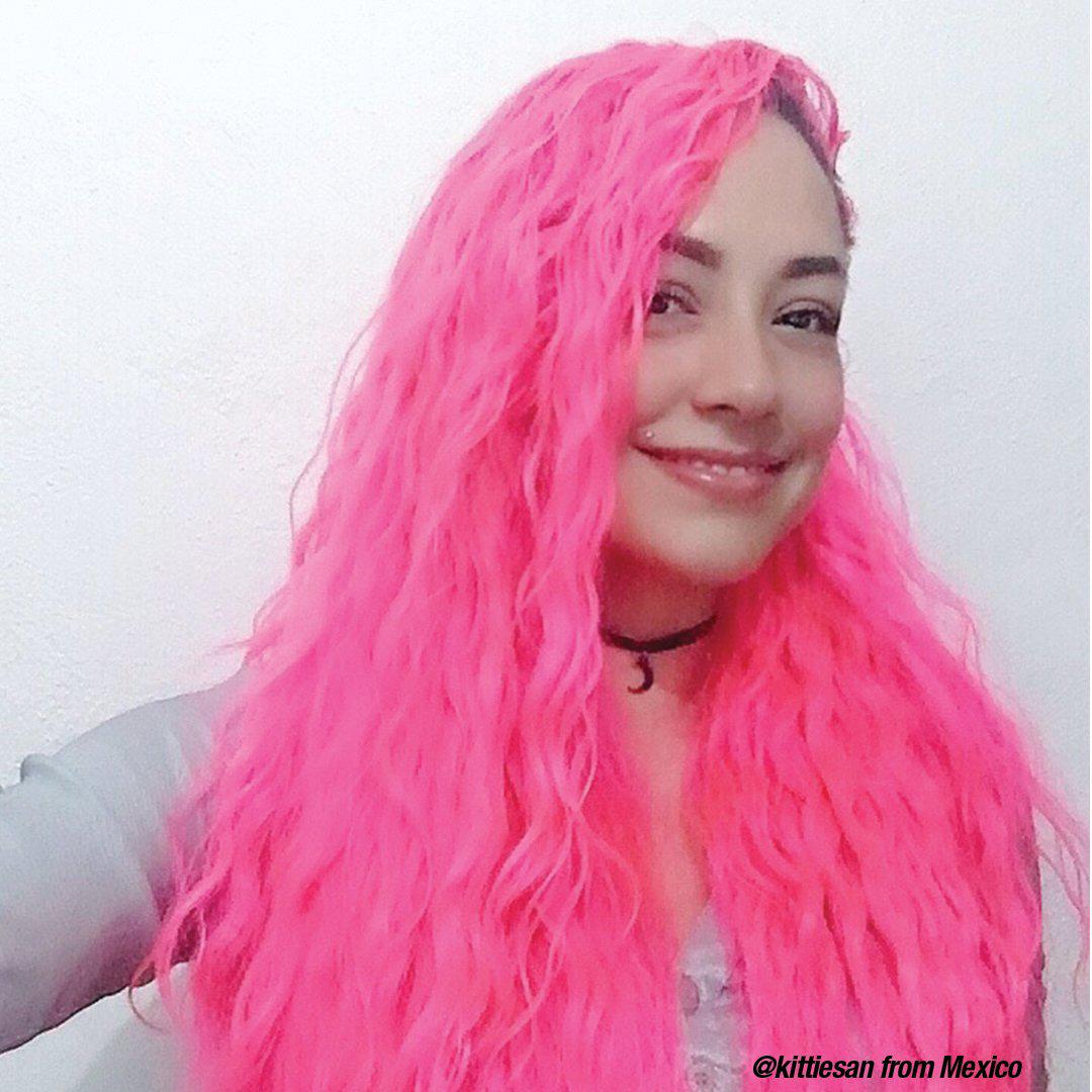 otton Candy™ Pink - Classic High Voltage® - Tish & Snooky's Manic Panic, bright pink, cotton candy, cotton candy pink, cool-toned pink, candy pink, bubble gum pink, princess pink, barbie pink, UV pink, neon pink, semi permanent hair color, hair dye, @kittiesan